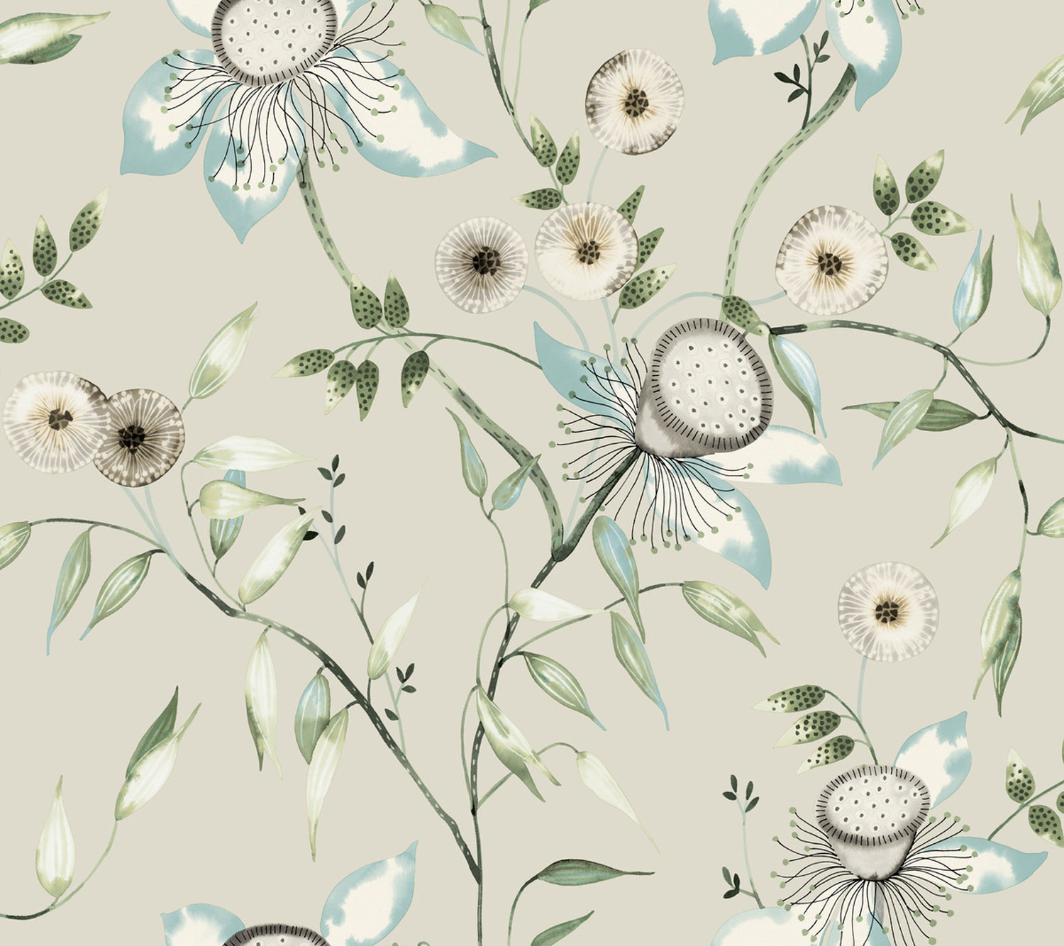 Beige non-woven floral wallpaper, BL1794, Blooms Second Edition Resource Library, York