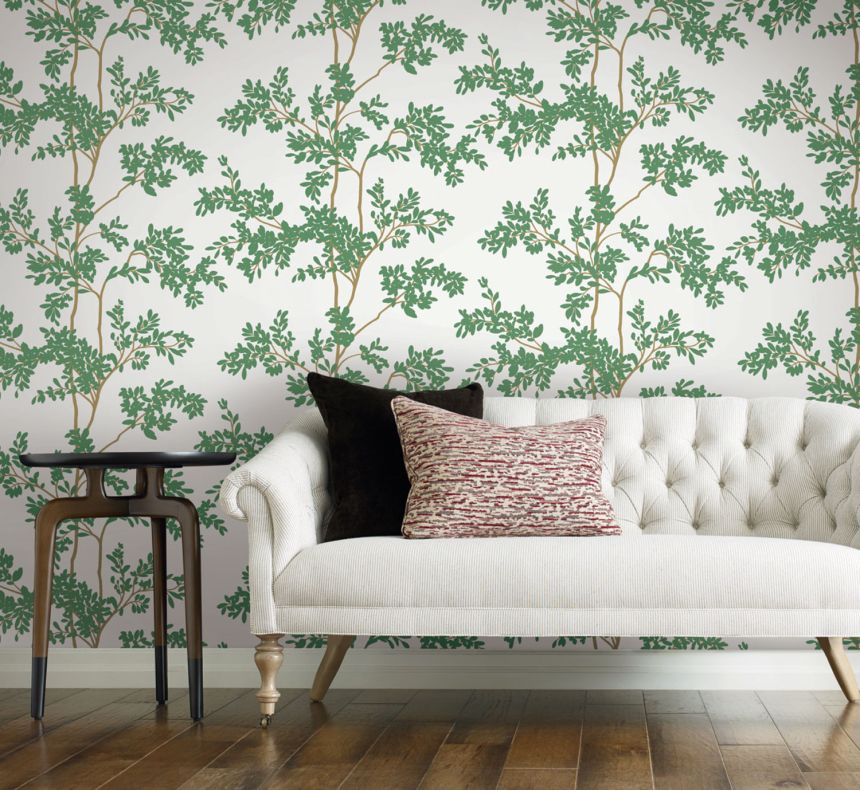 White non-woven wallpaper with branches, BL1801, Blooms Second Edition Resource Library, York