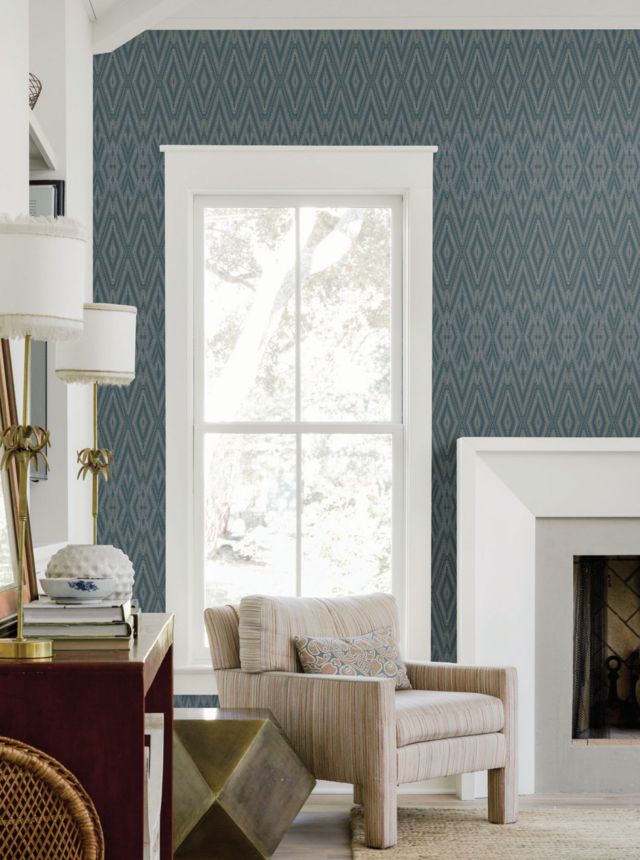 Blue geometric wallpaper, EV3915, Candice Olson Casual Elegance, York