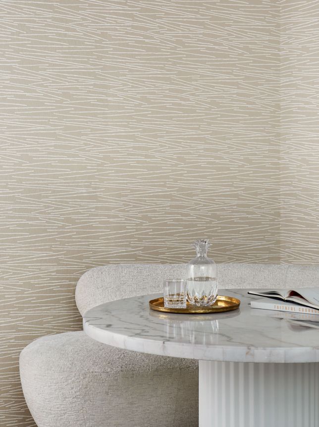 Metallic beige wallpaper, white lines, EV3930, Candice Olson Casual Elegance, York