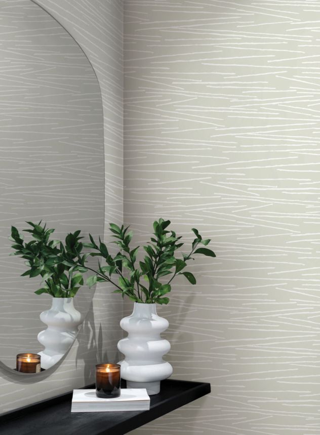 Gray-green wallpaper, white lines, EV3934, Candice Olson Casual Elegance, York