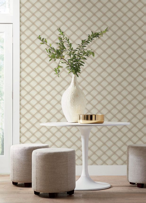Beige geometric 3D wallpaper, EV3965, Candice Olson Casual Elegance, York