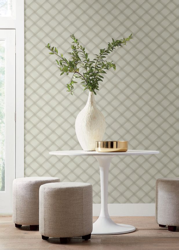 Gray-beige geometric 3D wallpaper, EV3967, Candice Olson Casual Elegance, York