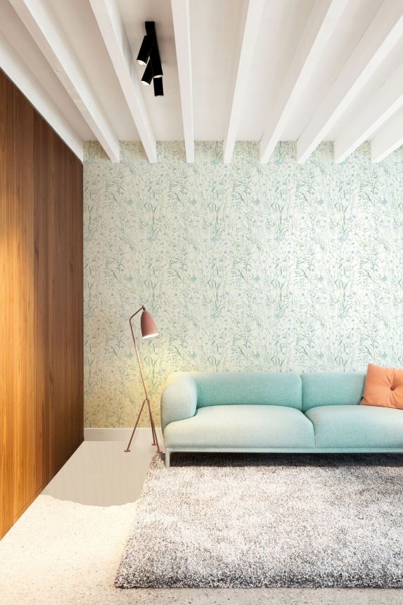 White wallpaper, meadow flowers and grasses, UR3329, Universe 4, Grandeco