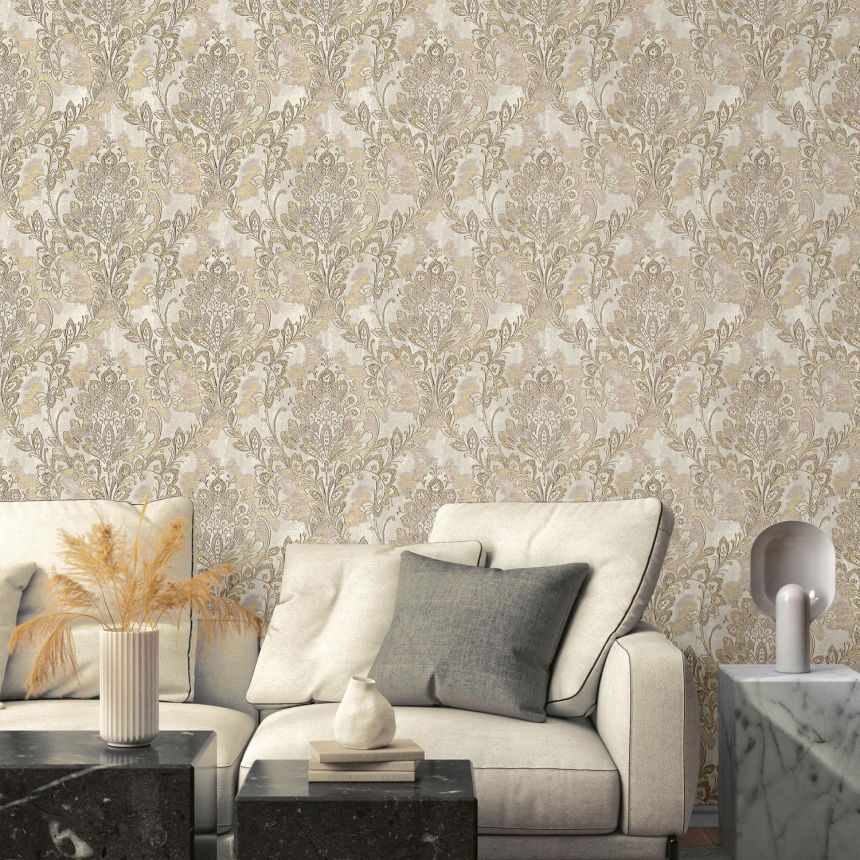 Gray-silver baroque wallpaper, 78424, Makalle II, Limonta