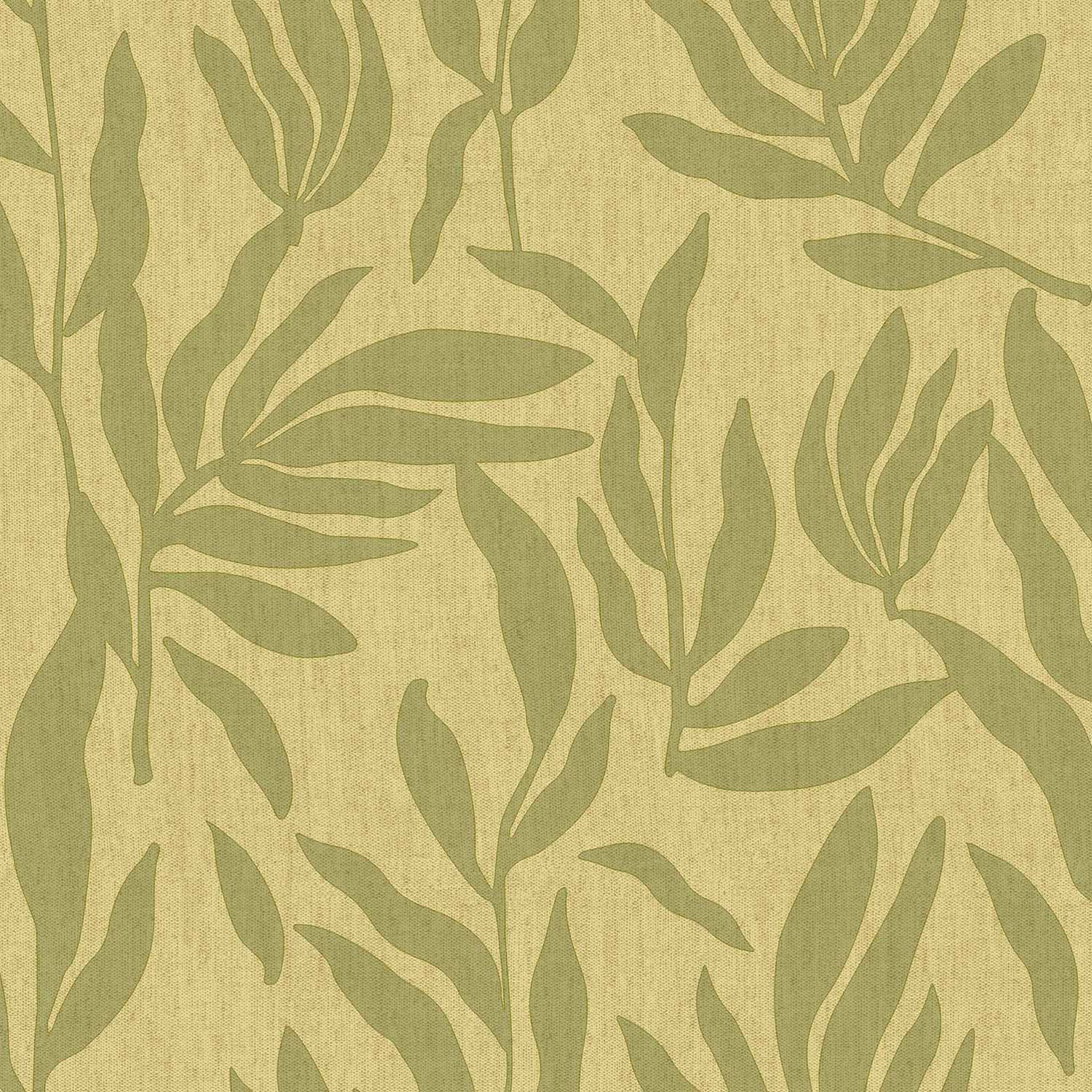 Yellow non-woven wallpaper, twigs with leaves, 30145, Energie, Cristiana Masi by Parato