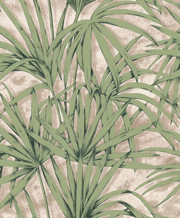 Luxury beige wallpaper with green leaves, Z77543, Savana, Zambaiti Parati