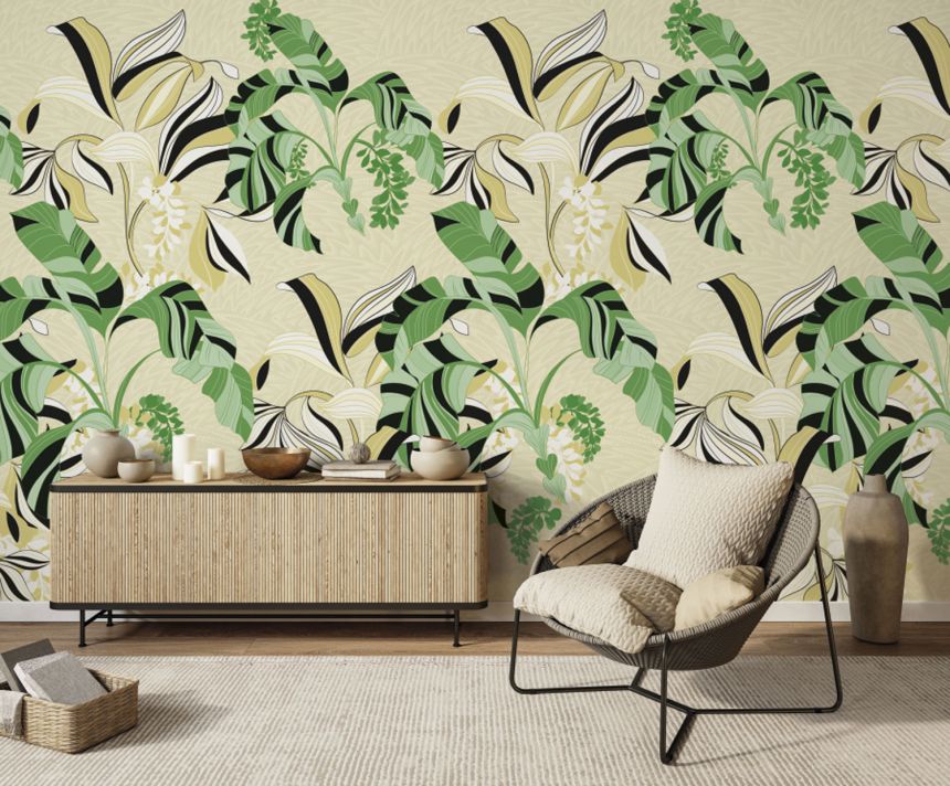 Luxury wall mural with flowers and leaves, Z77555, Savana, Zambaiti Parati