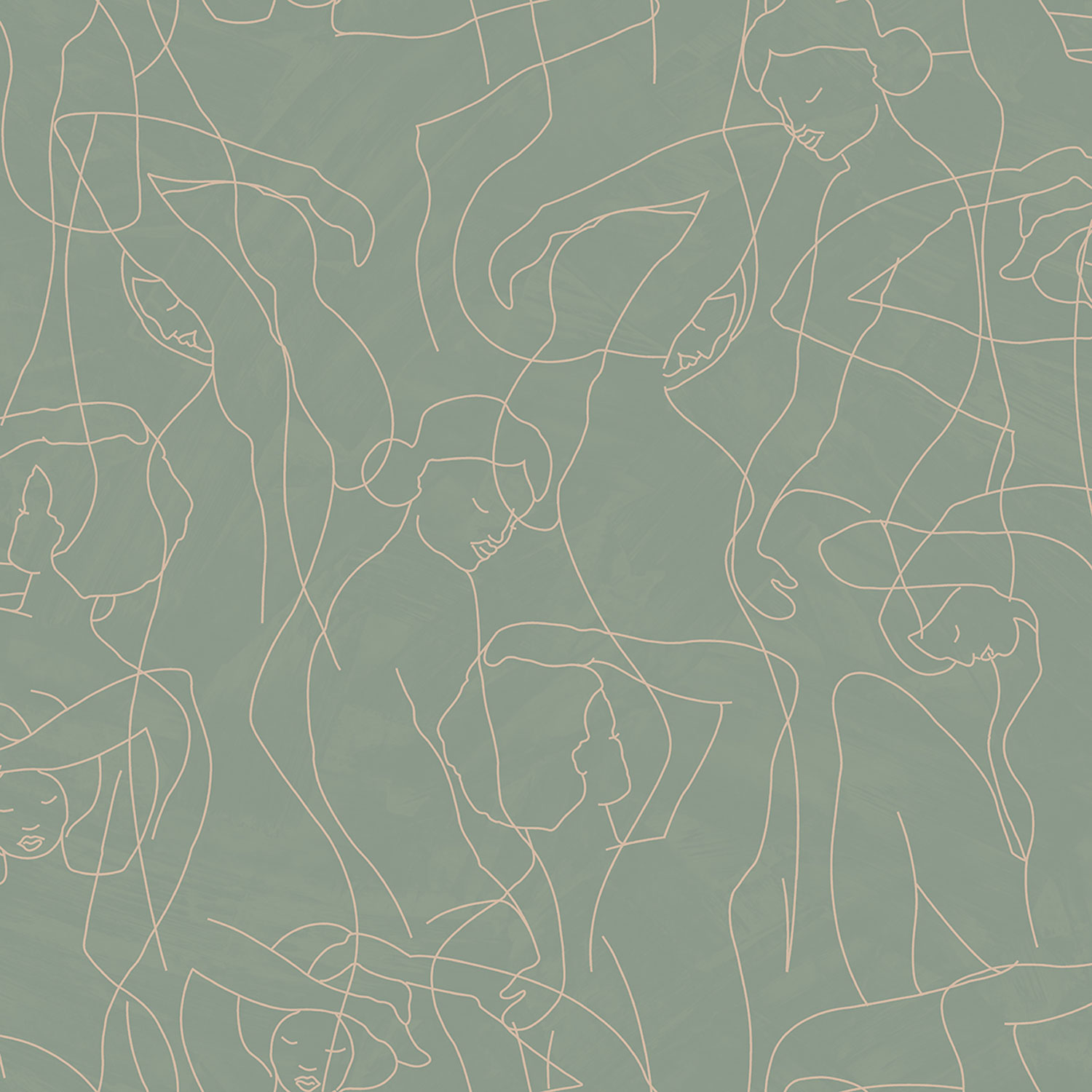Graphic wallpaper, figure outlines, green, SO27041, Soleado, Decoprint