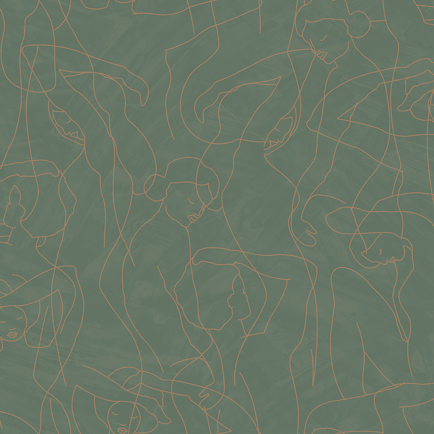 Graphic wallpaper, figure outlines, green, SO27047, Soleado, Decoprint