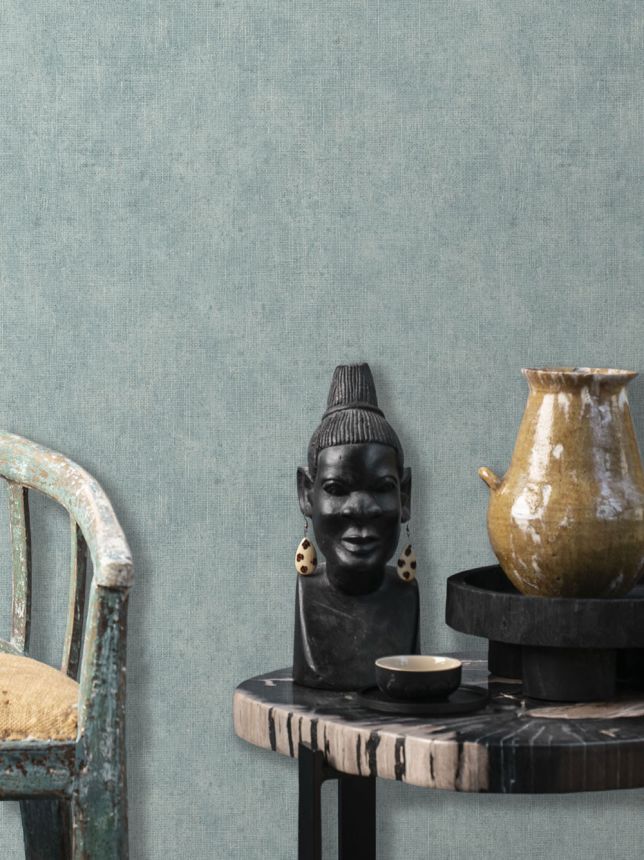 Non-woven wallpaper, turquoise, fabric imitation, NHW1004, Perla, Decoprint