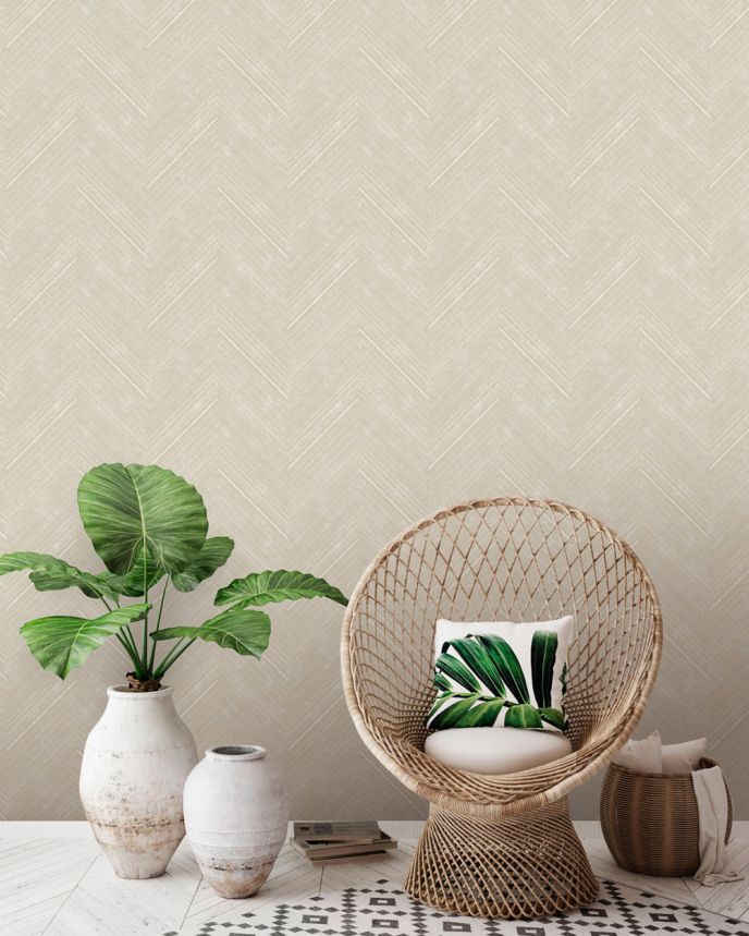 Non-woven wallpaper, gray-beige, fabric imitation, stripes, NHW1019, Perla, Decoprint