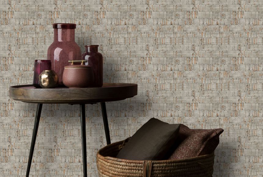 Non-woven wallpaper, gray-bronze, cork imitation, NHW1028, Perla, Decoprint