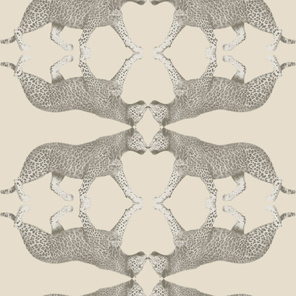 Non-woven wallpaper, cream-silver, leopard, NHW1032, Perla, Decoprint
