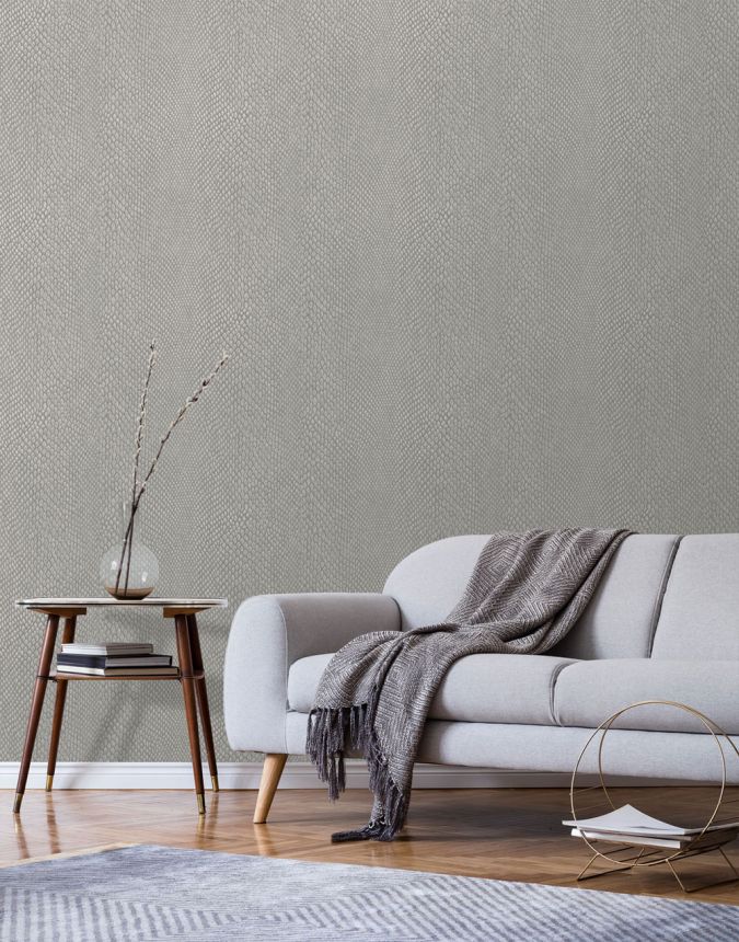 Non-woven wallpaper, gray-silver, skin imitation, NHW1036, Perla, Decoprint