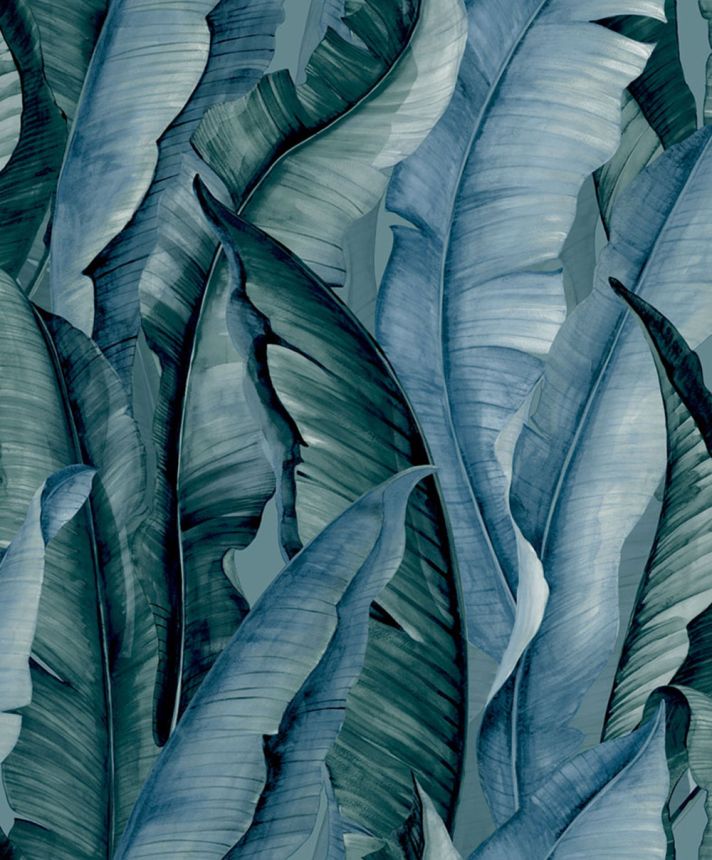 Non-woven wallpaper, blau-green, leaves, NHW1040, Perla, Decoprint