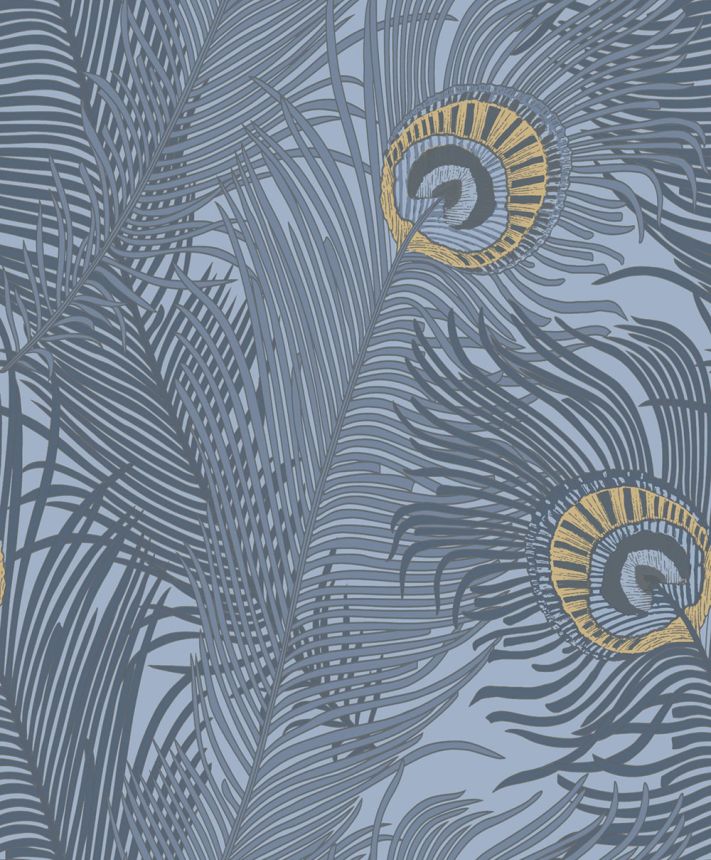 Non-woven wallpaper, blau, peacock feathers, NHW1046, Perla, Decoprint