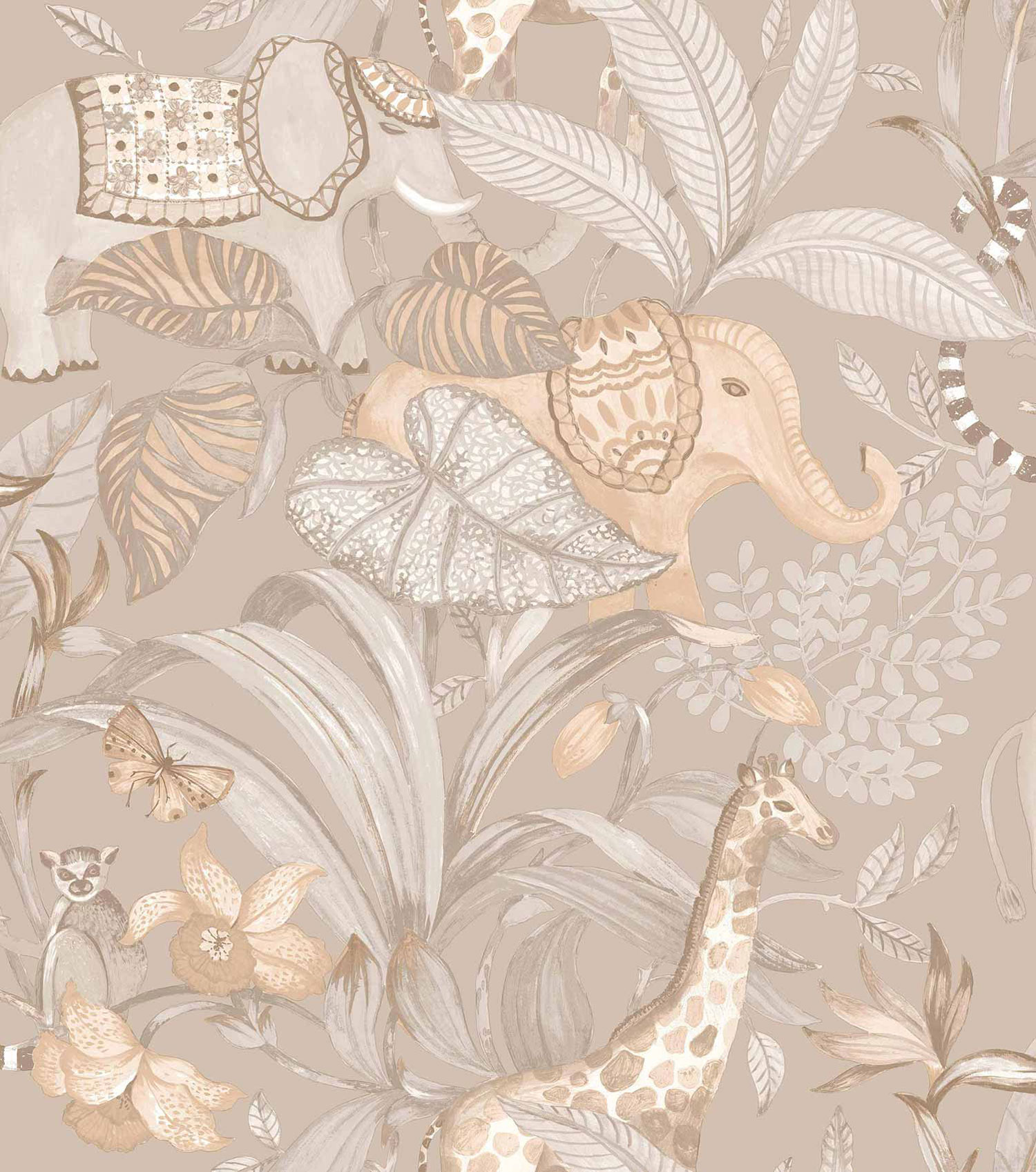 Beige children's wallpaper with animals, 17109, MiniMe, Cristiana Masi by Parato