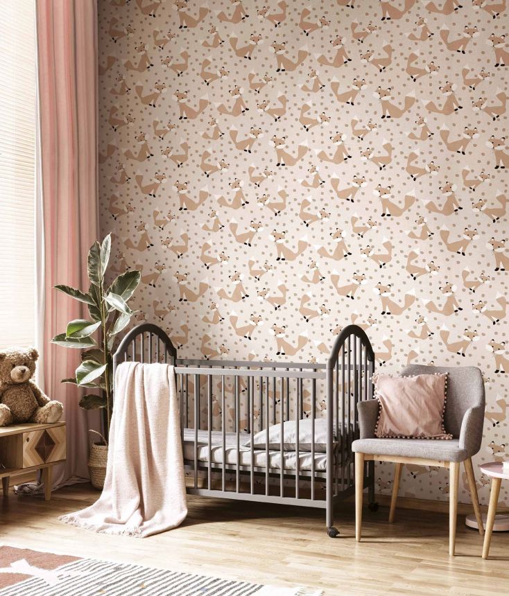Beige children's wallpaper with animals, 17119, MiniMe, Cristiana Masi by Parato