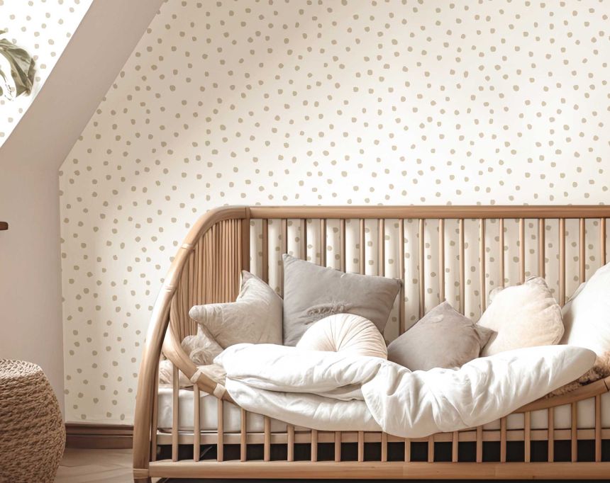White wallpaper with blue dots, 17121, MiniMe, Cristiana Masi by Parato