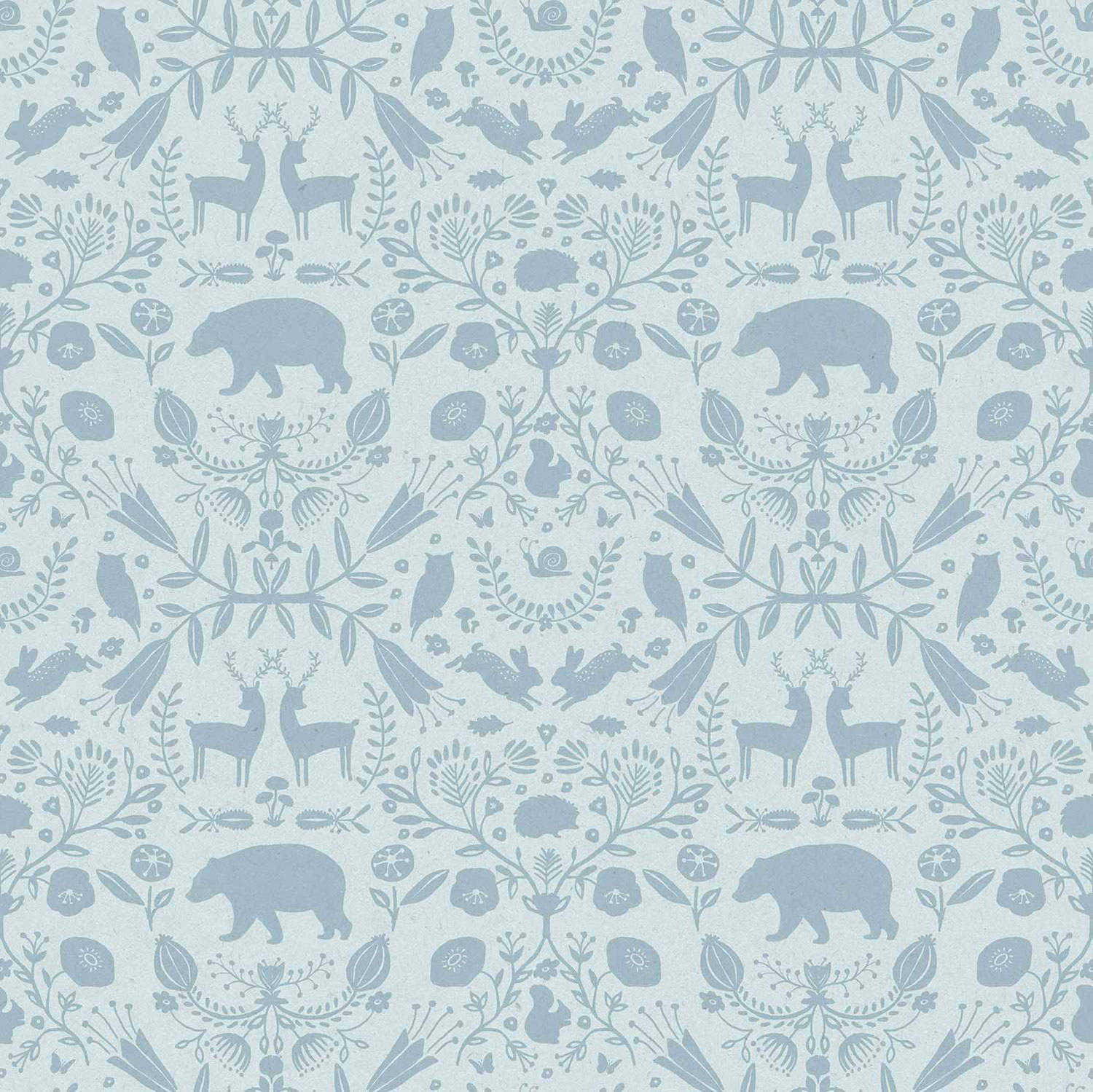 Blue children's wallpaper with animals and flowers, 17143, MiniMe, Cristiana Masi by Parato