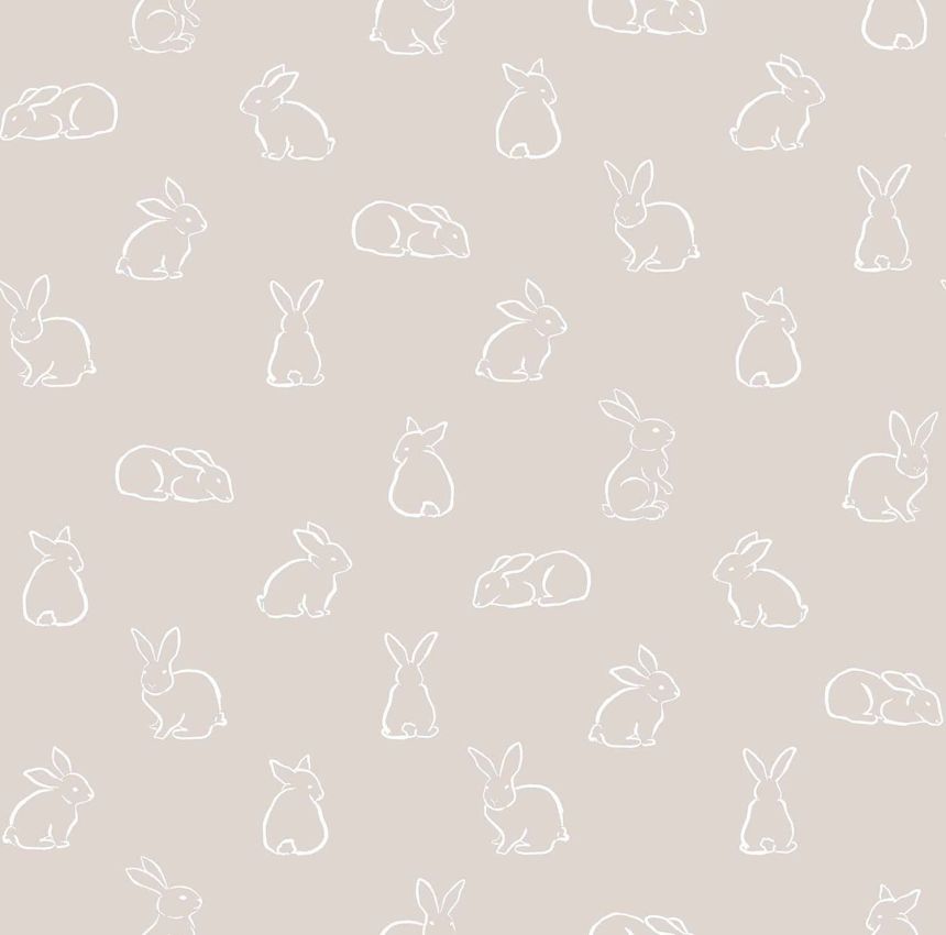 Gray children's wallpaper with bunnies, 17146, MiniMe, Cristiana Masi by Parato