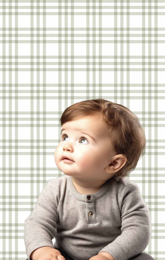 Green-white wallpaper, checkered, 17152, MiniMe, Cristiana Masi by Parato