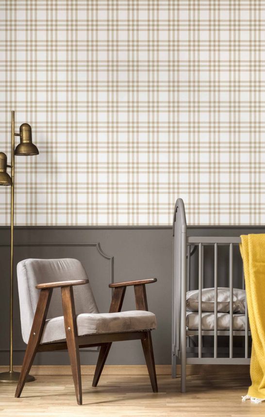 Beige-white wallpaper, checkered, 17153, MiniMe, Cristiana Masi by Parato