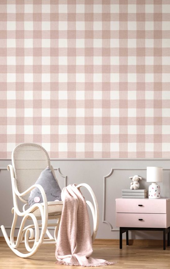 Pink-white wallpaper, checkered, 17158, MiniMe, Cristiana Masi by Parato