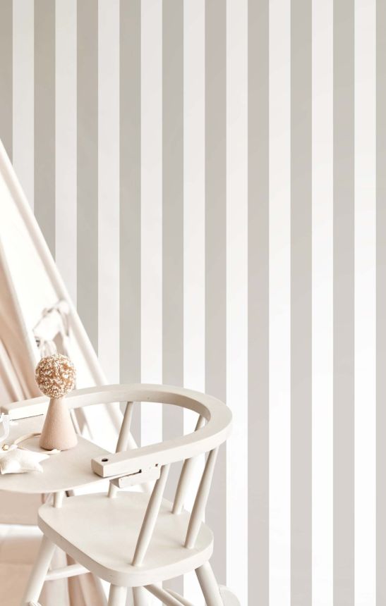 Gray-white striped non-woven wallpaper, 17171, MiniMe, Cristiana Masi by Parato