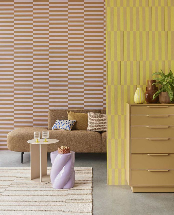 Yellow-beige striped retro wallpaper, 333621, Revive, Eijffinger