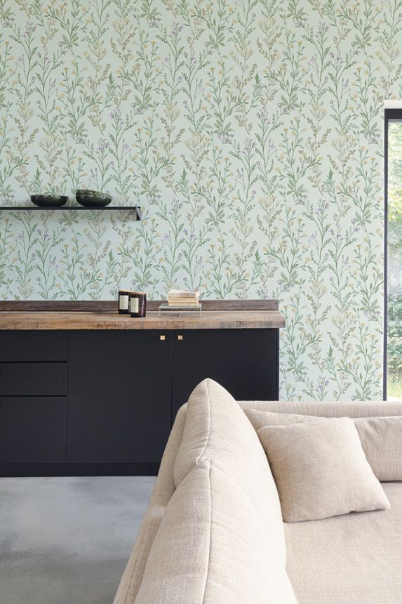 Non-woven wallpaper, turquoise, flowers, PH3206, Perfect Harmony, Grandeco