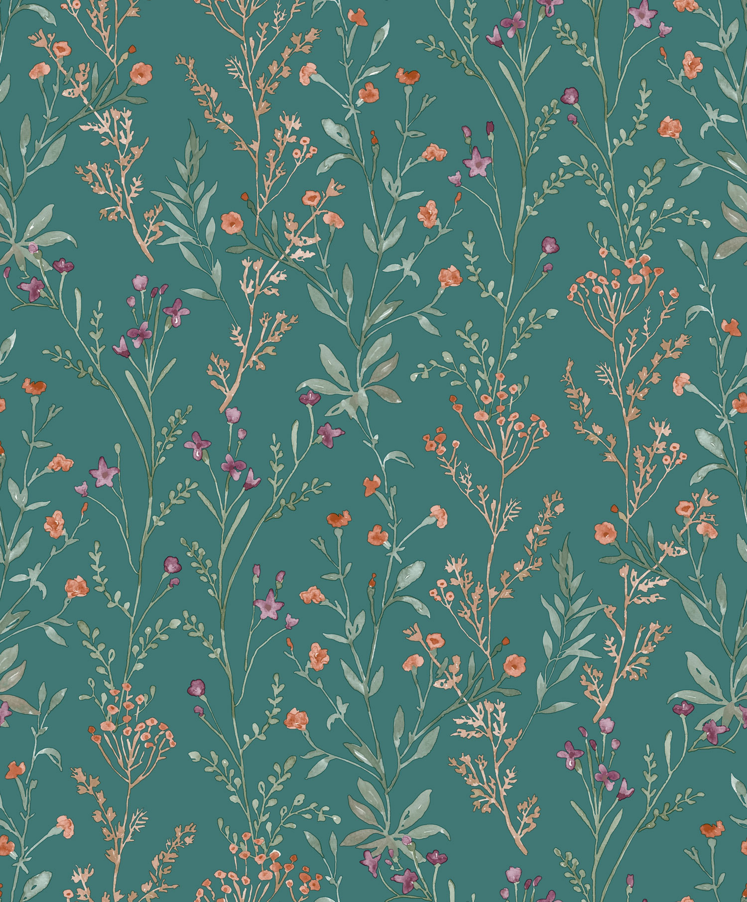 Non-woven wallpaper, turquoise, flowers, PH3209, Perfect Harmony, Grandeco