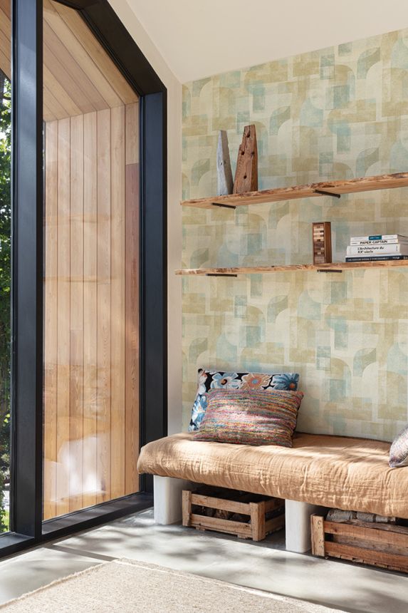 Geometric non-woven wallpaper, ochre, PH3506, Perfect Harmony, Grandeco