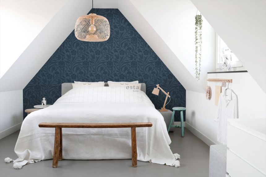 Floral non-woven wallpaper, blue, 139296, Bloom, Esta Home