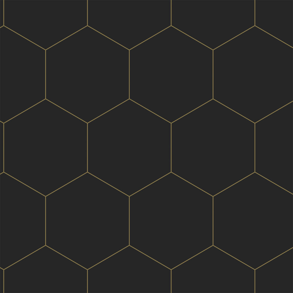 Geometric non-woven wallpaper, black-gold, 139313, Bloom, Esta Home