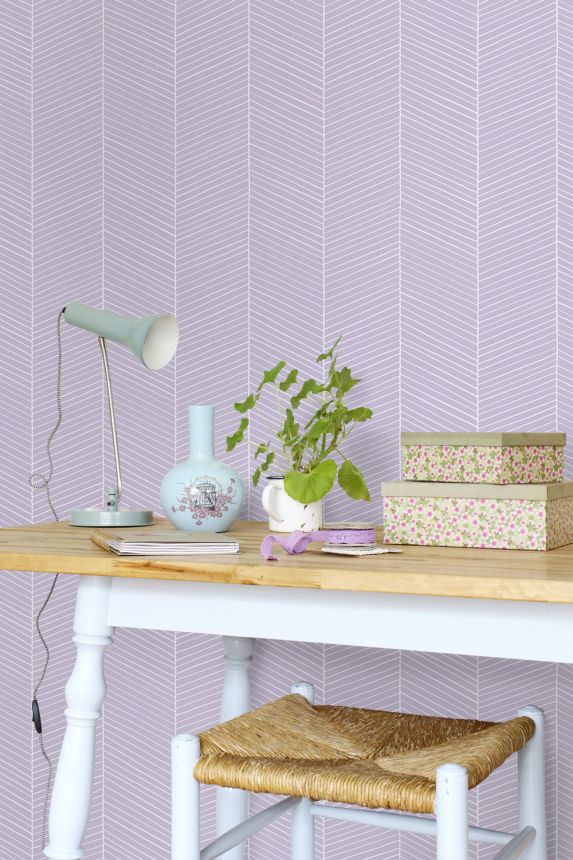 Geometric non-woven wallpaper, purple, 139451, Bloom, Esta Home