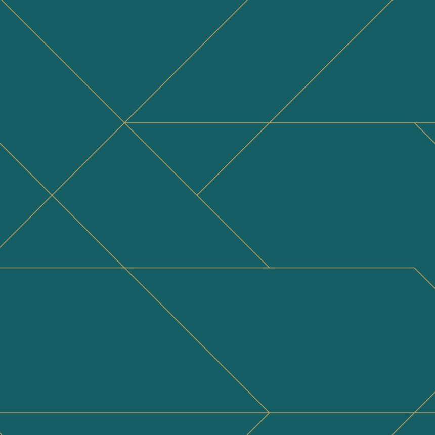 Geometric non-woven wallpaper, turquoise, 139454, Bloom, Esta Home