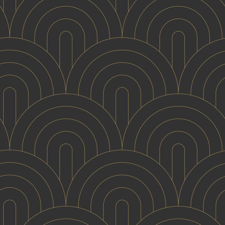 Non-woven wallpaper, Art deco, black-gold, 139742, Bloom, Esta Home