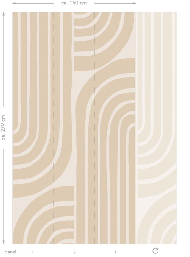 Geometric non-woven wall mural, beige, 159253, Bloom, Esta Home