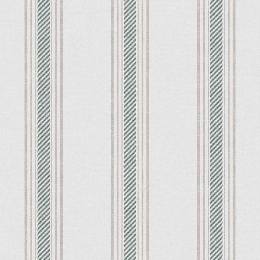 Non-woven wallpaper, green, stripes,  9810-4, Essential Stripes, ICH Wallcoverings