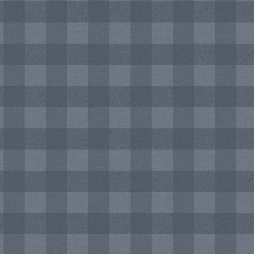 Non-woven wallpaper, blue, checkered,  9813-1, Essential Stripes, ICH Wallcoverings