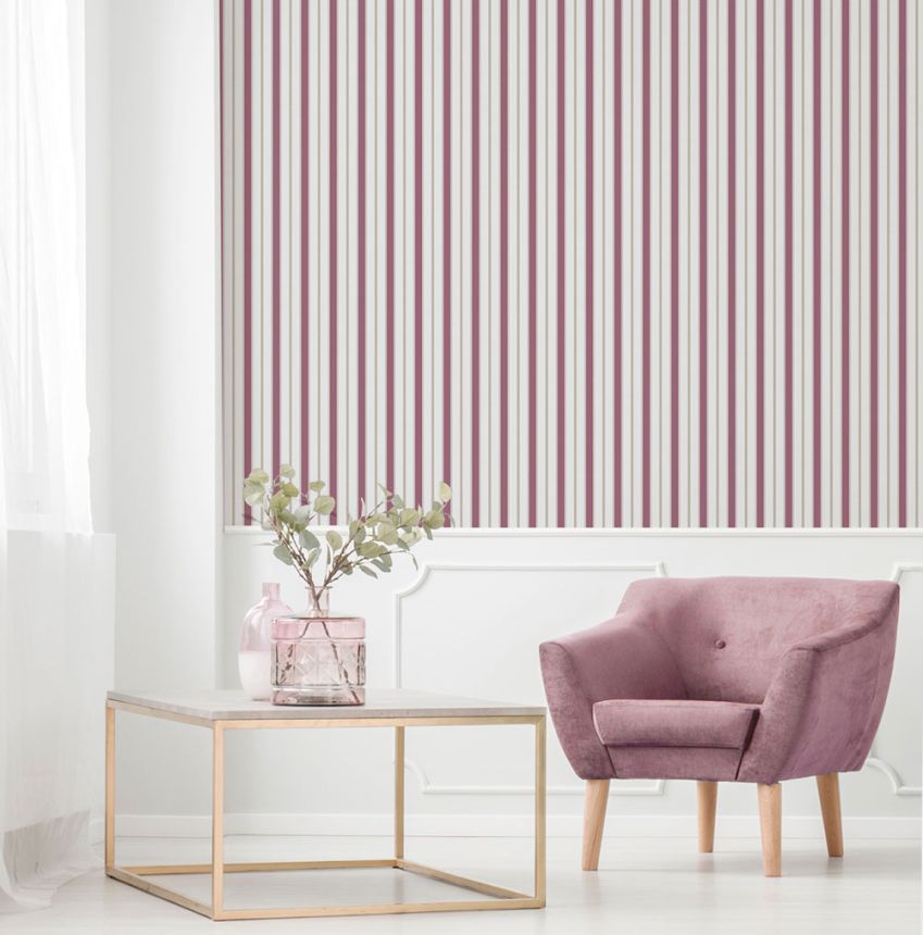 Non-woven wallpaper, red-beige, stripes,  9816-6, Essential Stripes, ICH Wallcoverings
