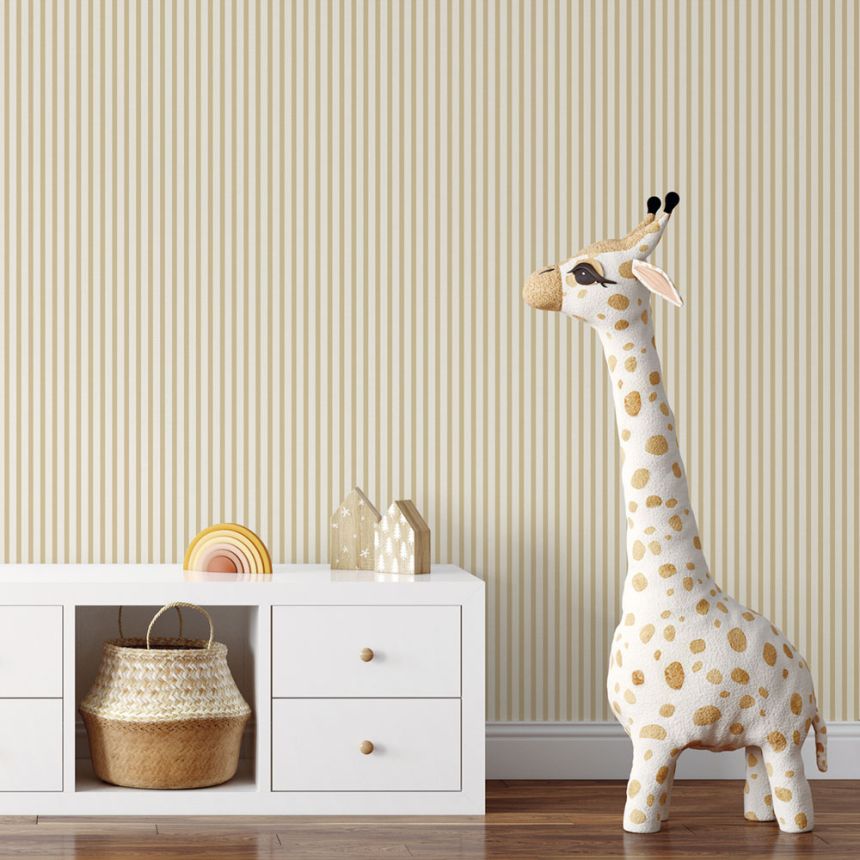 Non-woven wallpaper, beige, stripes,  9817-2, Essential Stripes, ICH Wallcoverings