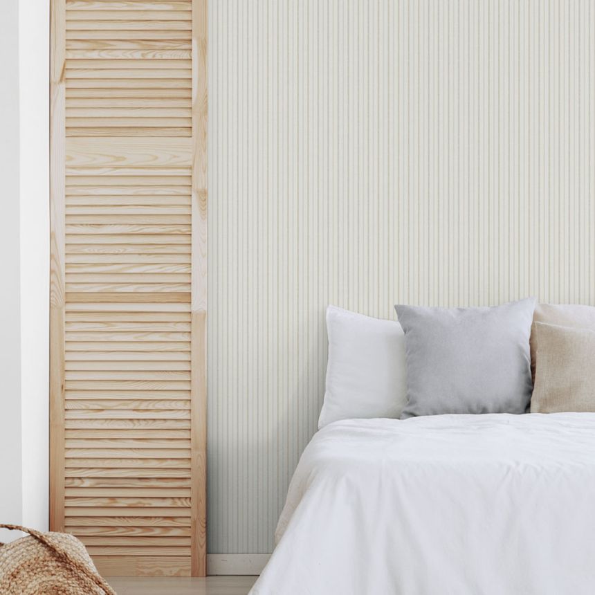 Non-woven wallpaper, beige, stripes,  9818-2, Essential Stripes, ICH Wallcoverings