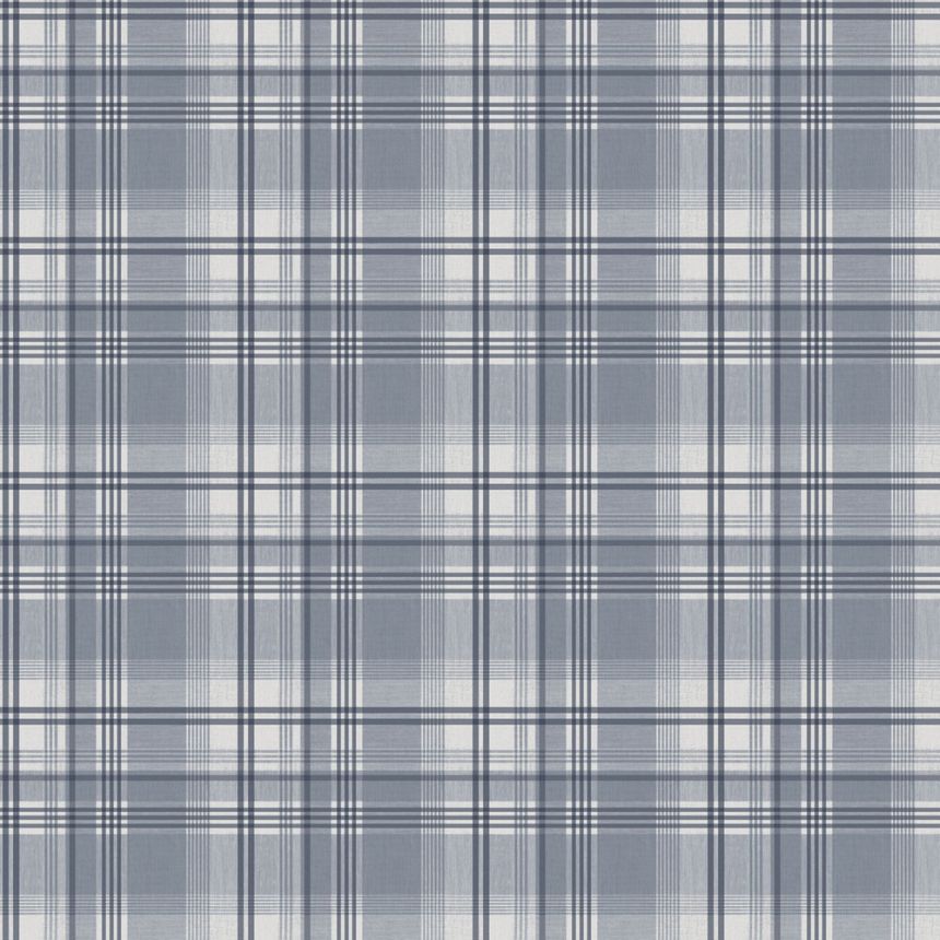 Non-woven wallpaper, blue, checkered,  9819-1, Essential Stripes, ICH Wallcoverings