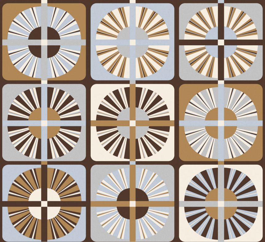 Non-woven wallpaper, blue-brown, retro, ROC402, Rock, Masureel