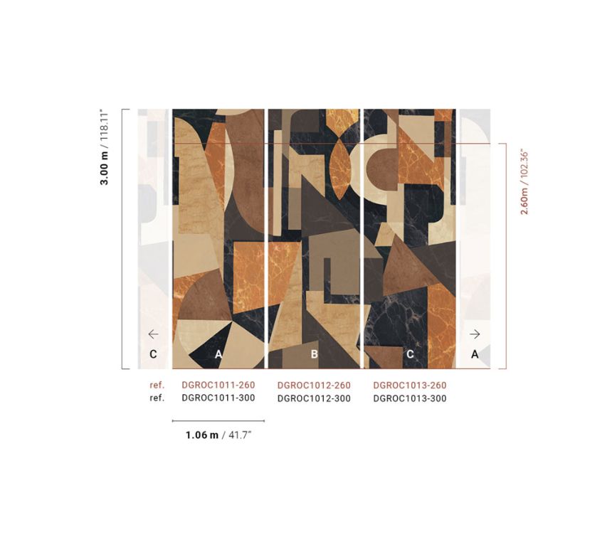 Graphic non-woven wall mural, brown, DGROC1013-300, Rock, Masureel