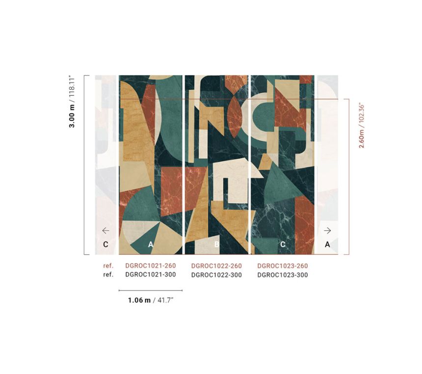 Graphic non-woven wall mural, green-brown, DGROC1023-300, Rock, Masureel