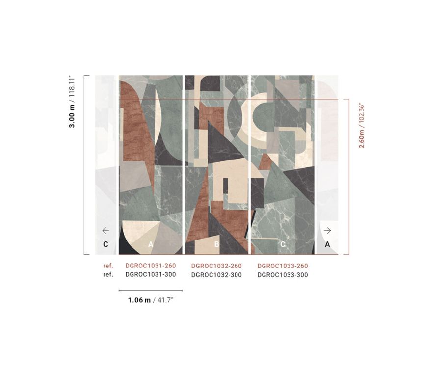 Graphic non-woven wall mural, gray-brown, DGROC1032-260, Rock, Masureel